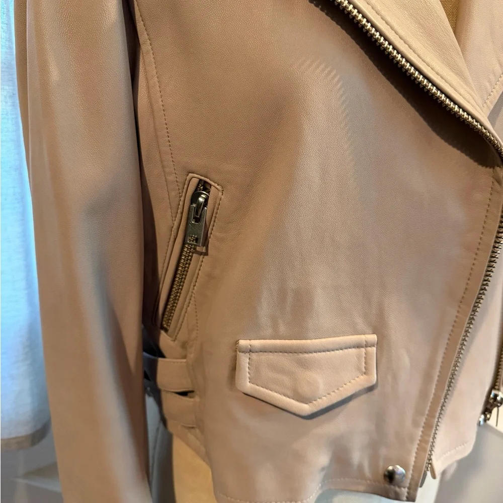 IRO Women's Light Tan Indie Sleeze Leather Jacket - Picture 3 of 9